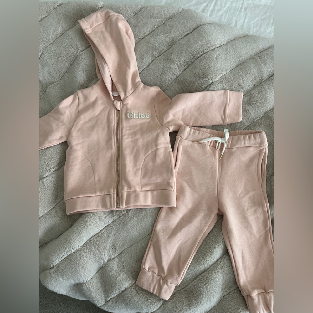 Chloé Pink Hooded Sweatshirt & Jogger Set